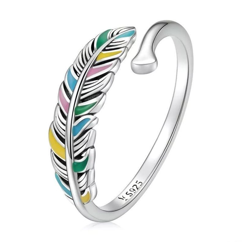 Anillo Hojas Multicolor Ajustable Plata 925-0
