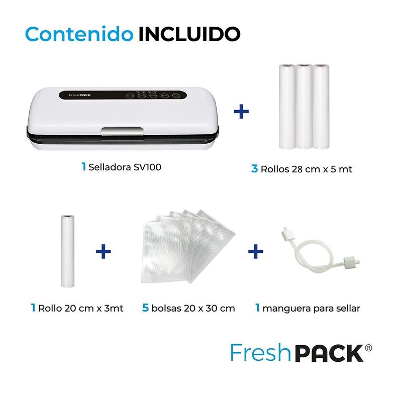 Selladora al Vacío Freshpack + 3 Rollos 28cm X 5mt-3