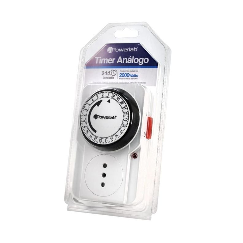 Timer Analogo 2000W Temporizador 24 Horas Blanco Powerlab-3