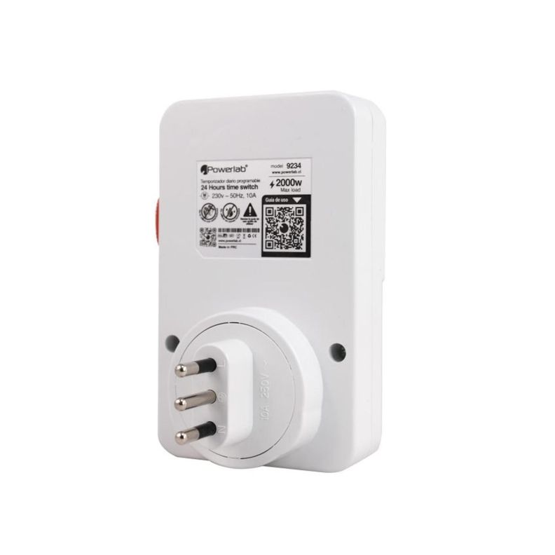 Timer Analogo 2000W Temporizador 24 Horas Blanco Powerlab-1