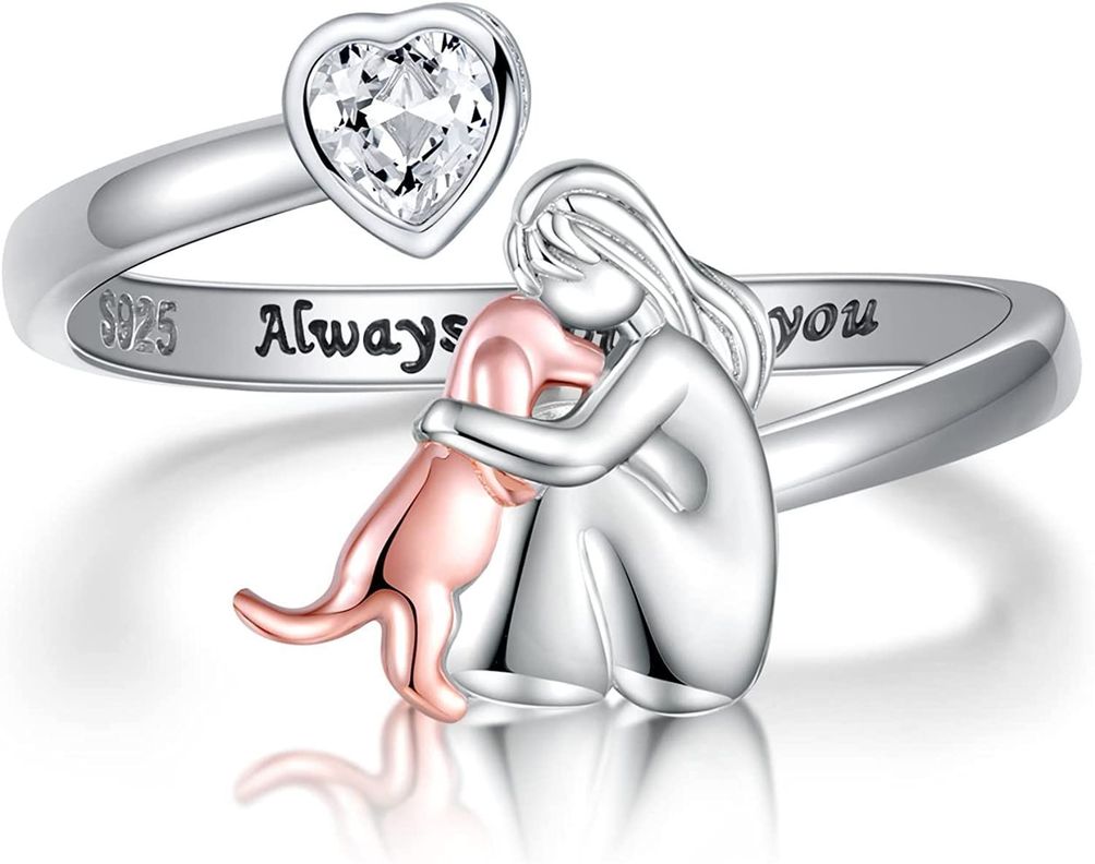 Anillo Ajustable Perro Mujer Plata 925-0