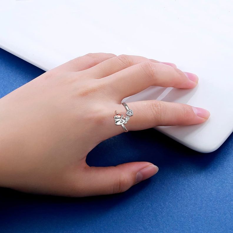 Anillo Ajustable Perro Mujer Plata 925-2