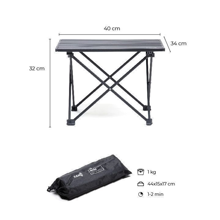 Mesa Plegable Ultraliviana Para Camping Negro Kano-2
