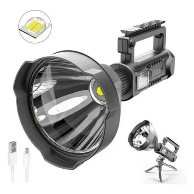 Linterna Led De Largo Alcance Recargable Con Tripode Tl215-2