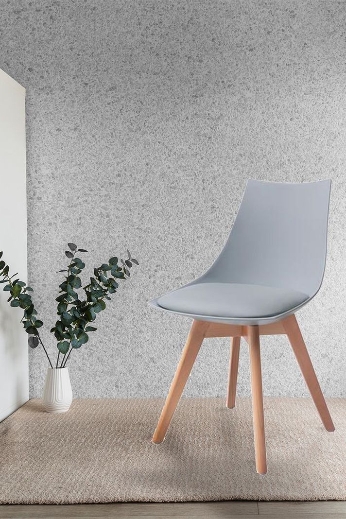 Pack 4 Silla Comedor con Patas de Madera Gris-1