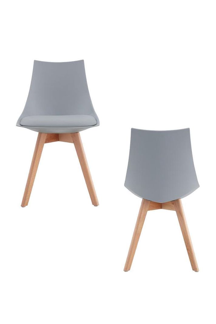 Pack 4 Silla Comedor con Patas de Madera Gris-3