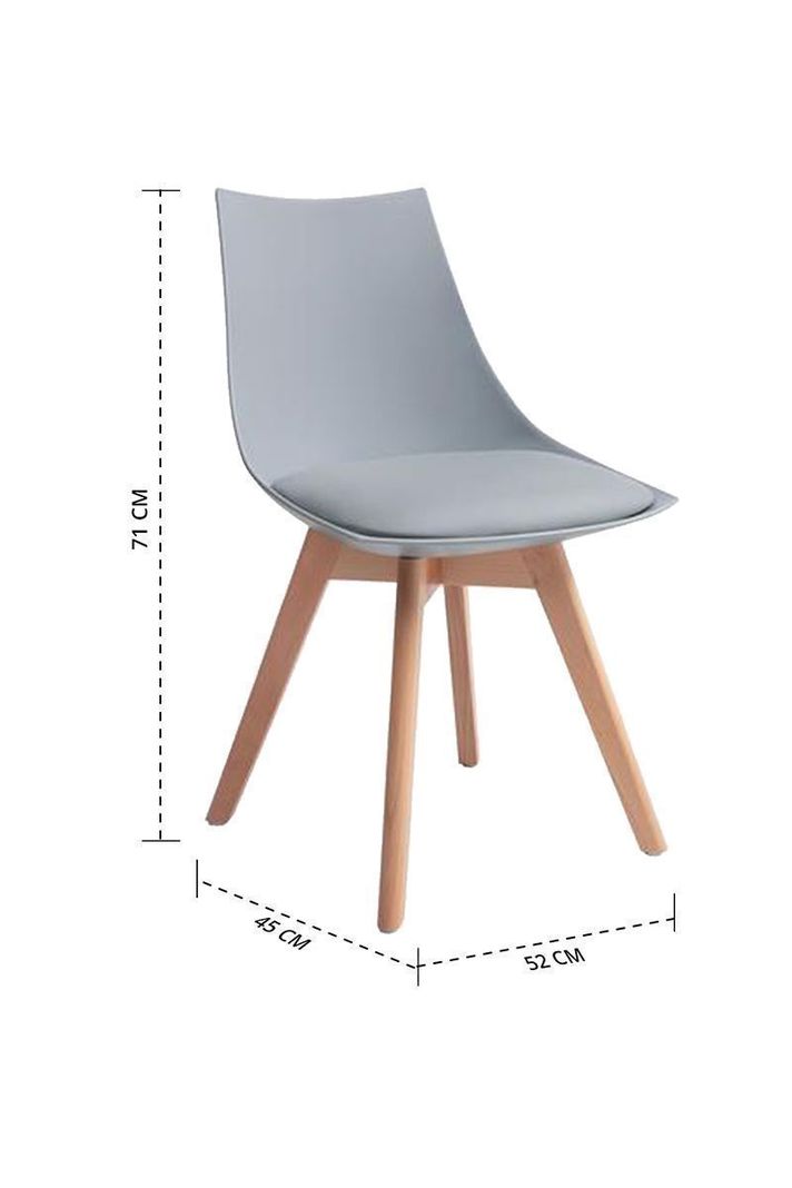 Pack 4 Silla Comedor con Patas de Madera Gris-2