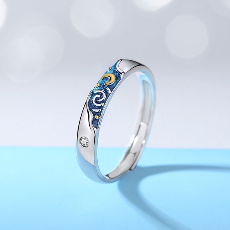 Anillos Van Gogh Pareja Ajustables Plata 925-2