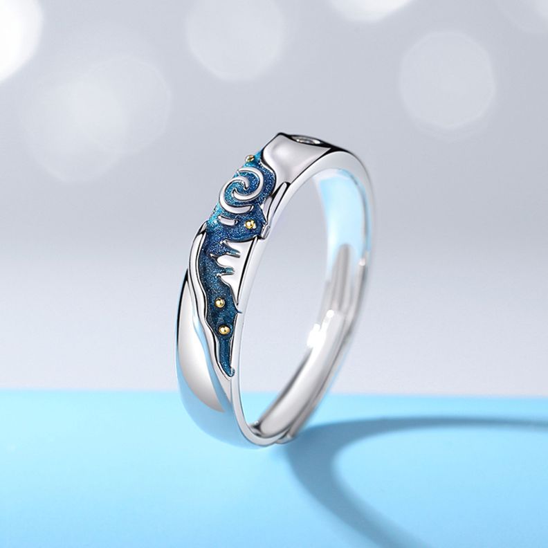 Anillos Van Gogh Pareja Ajustables Plata 925-1