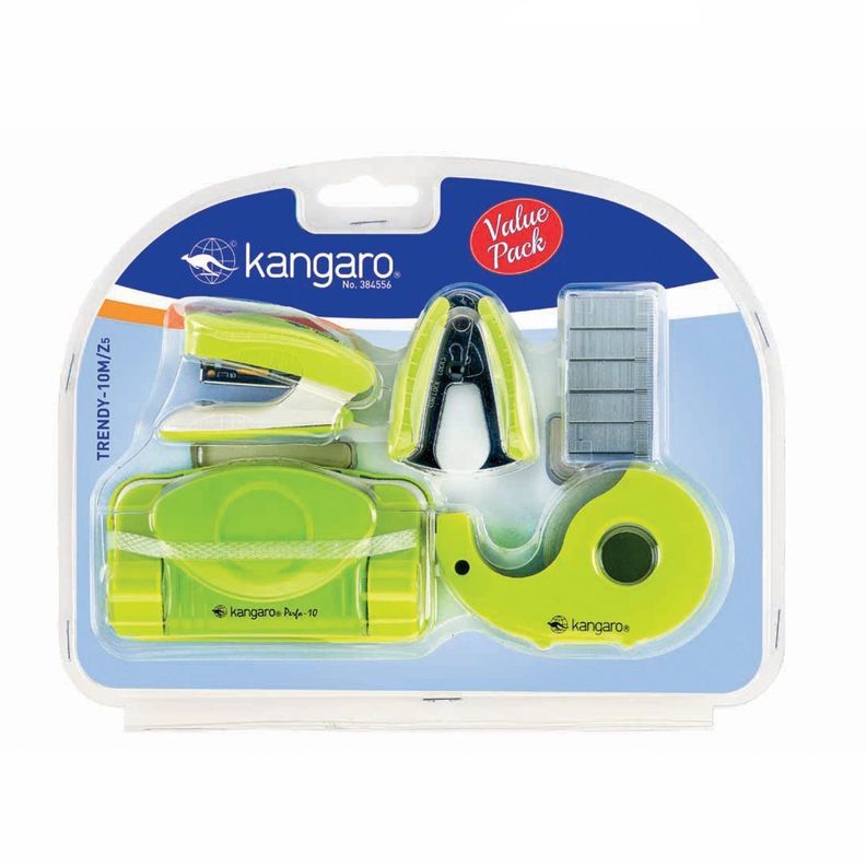 Set Perforadora + Corchetera + Corchetes + SacaCorchetes + Dispensador de Cinta Trendy 10M/Z5 verde