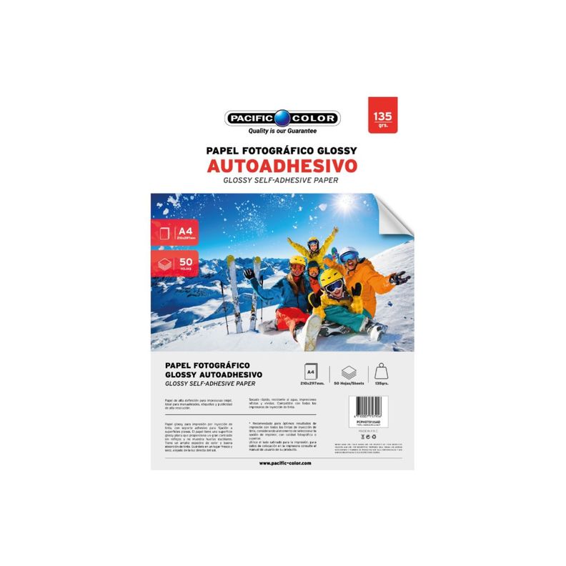 Papel Fotográfico Adhesivo 50 Hojas Tamaño A4 135grs - Ps-0