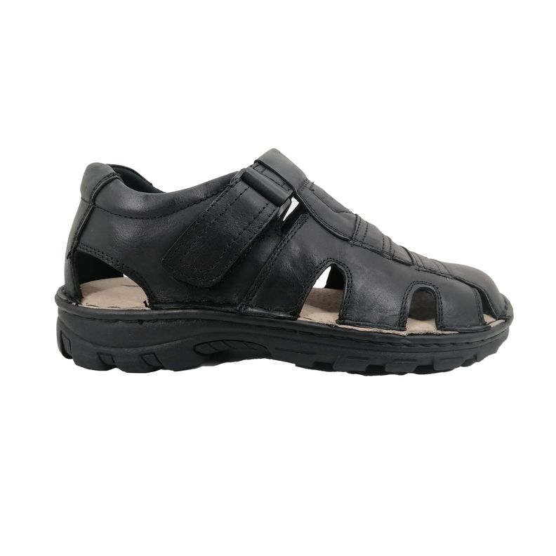 Sandalia de Cuero Hombre Negro 024-0