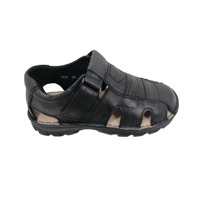 Sandalia de Cuero Hombre Negro 024-2