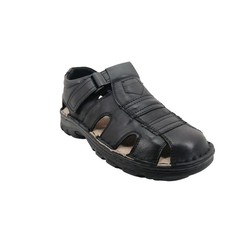 Sandalia de Cuero Hombre Negro 024-1