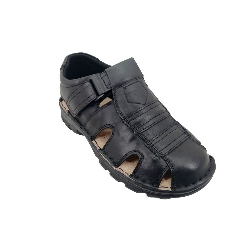 Sandalia de Cuero Hombre Negro 024-3