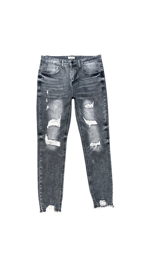 Jeans Hombre Skinny Gris Focalizado con Destroyer-6