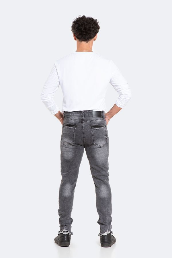 Jeans Hombre Skinny Gris Focalizado con Destroyer-3