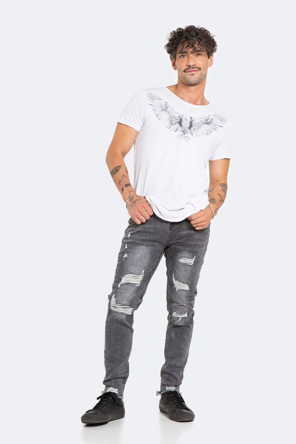 Jeans Hombre Skinny Gris Focalizado con Destroyer-4