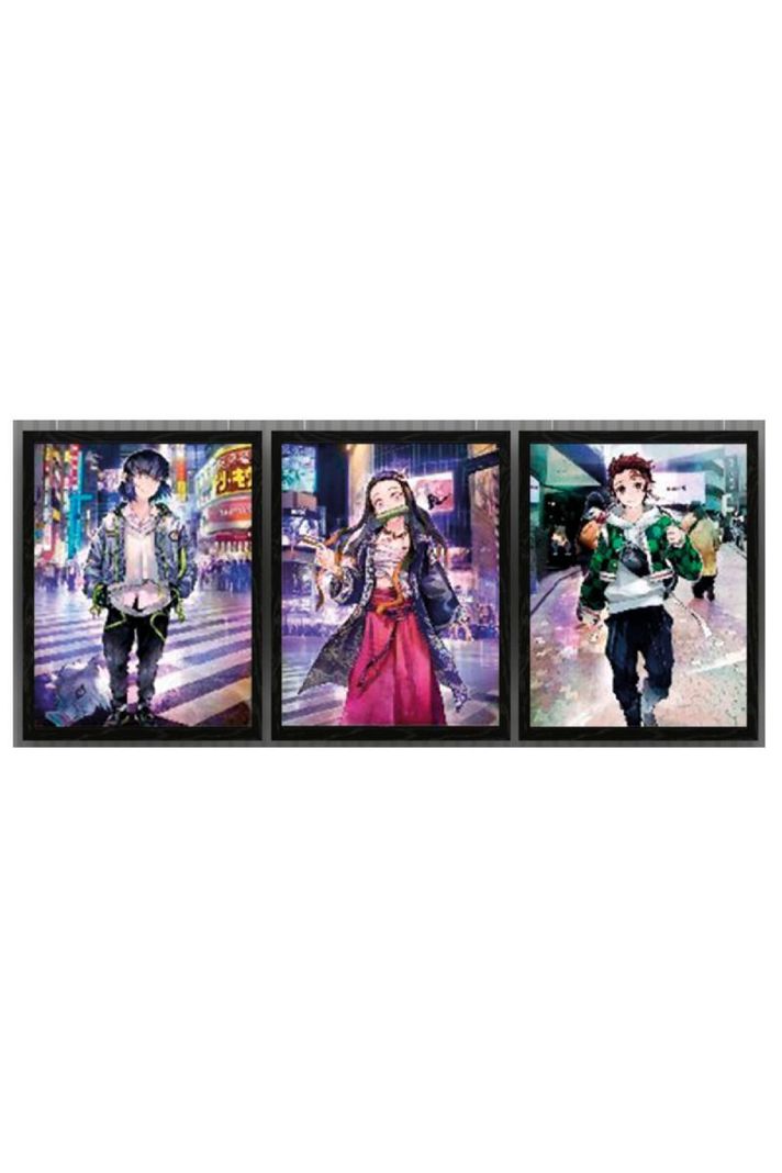 Kimetsu No Jaiba Cuadro 3D Efecto Lenticular 3 imagenes en 1-0