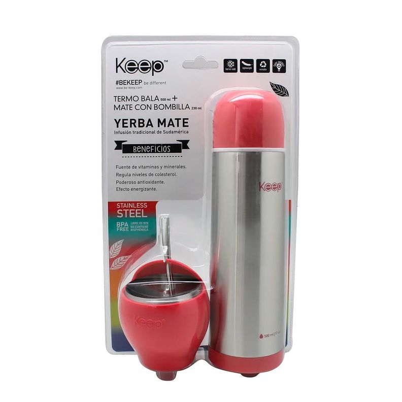 Set Para Mate: Incluye Termo y Matero Rosado - Keep-0