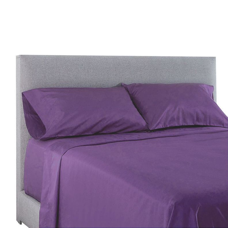 Juego Sabanas Lisa 2 Plazas + Fundas Morado