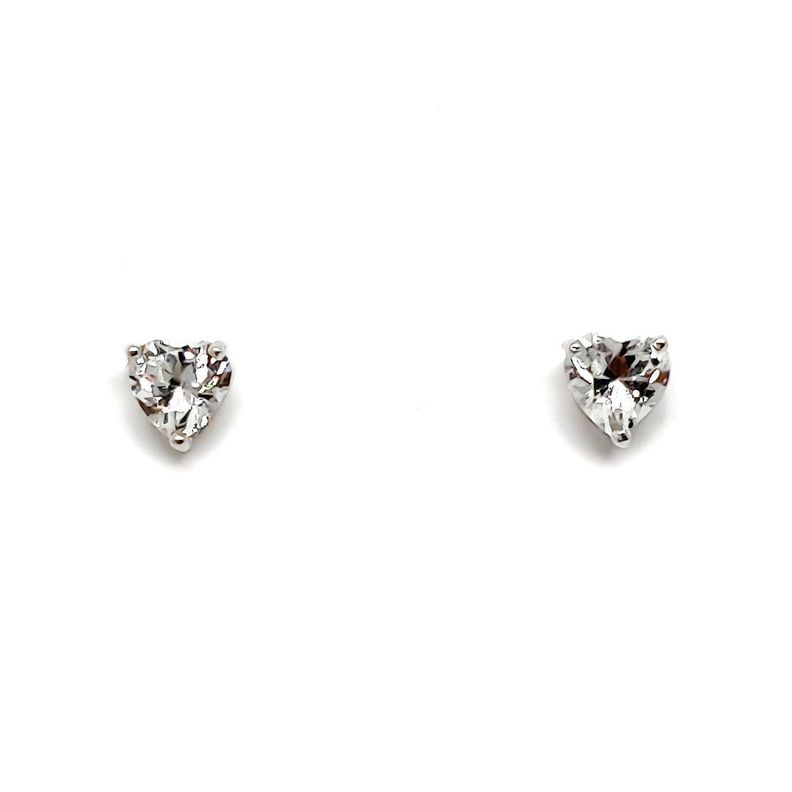 Aros Corazon Circon 6mm Plata Fina 925