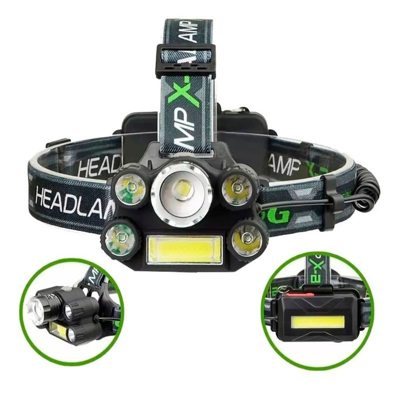 LINTERNA CINTILLO 6 FOCOS PHILCO HIGH POWER T6 LED FLASHLIGHT Negro