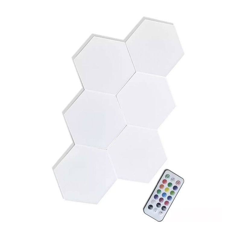 SET DE 6 LUCES HEXAGONALES LED RGB CON CONTROL-0