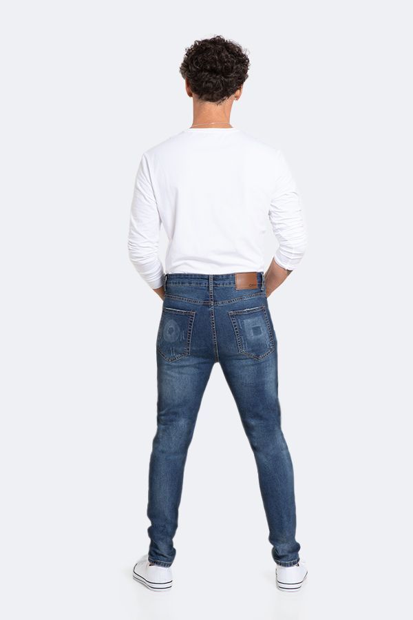 Jeans Hombre Skinny Azul Focalizado Suave Drimen Destroyer-5