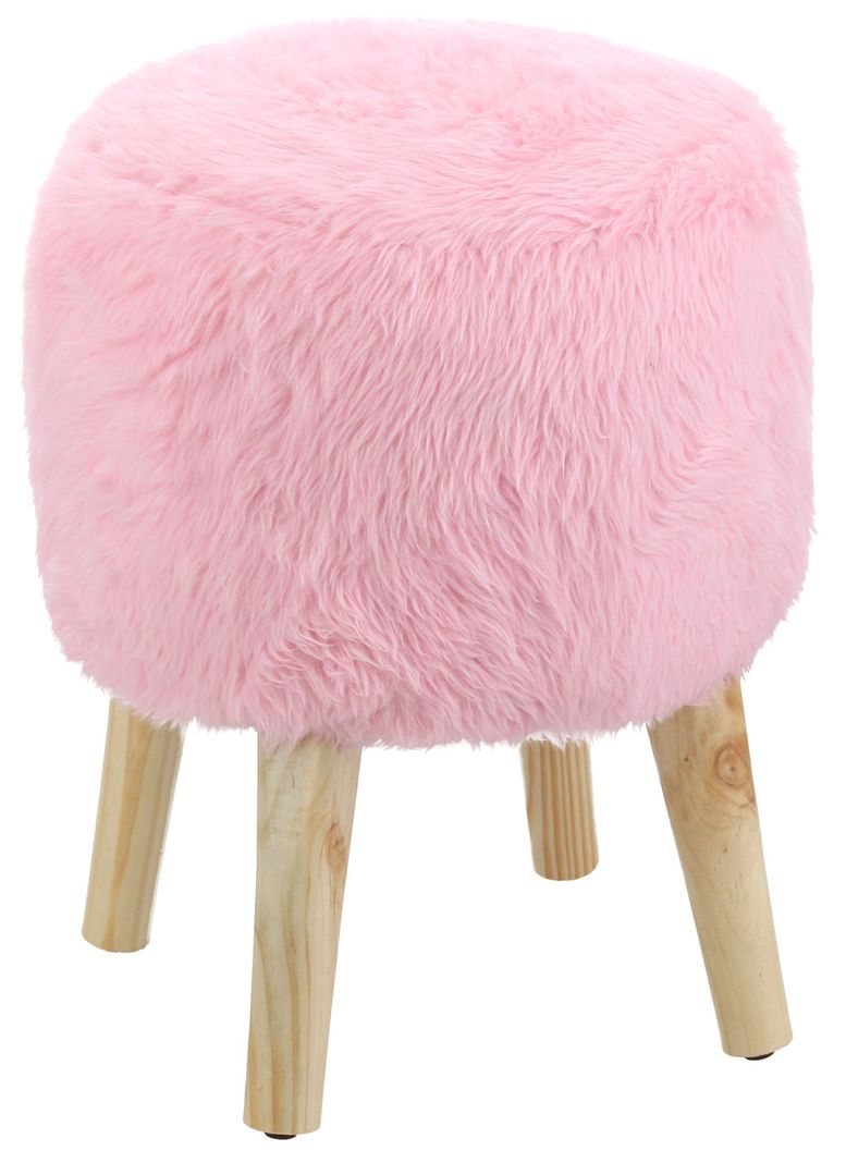 Pouf Bird Rosado Piel Sintética 35x35x45 Cm Máxima Design-1