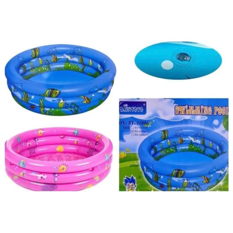 PISCINA INFLABLE 3 AROS COLORES 90X25 CMS-1