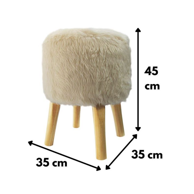 Pouf Bird Crudo Piel Sintética 35x35x45 cm-3
