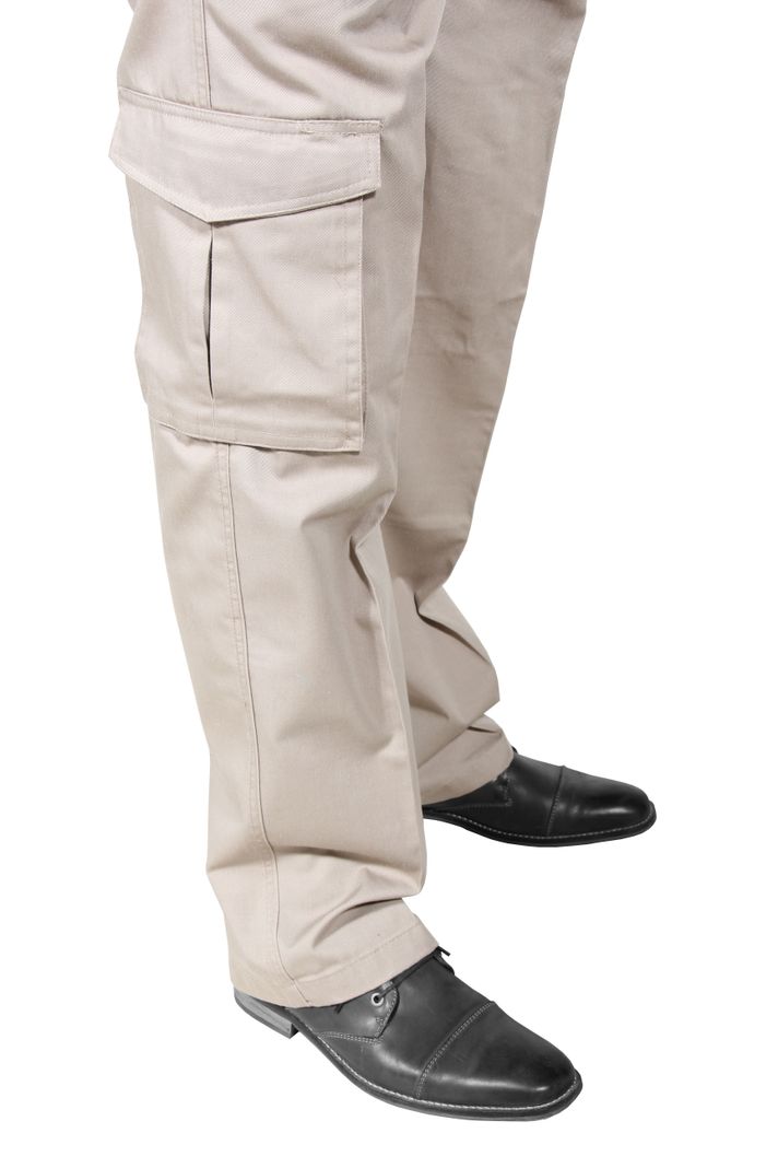 Pantalón Gabardina Ejecutivo Cargo Con Pinzas Beige-3
