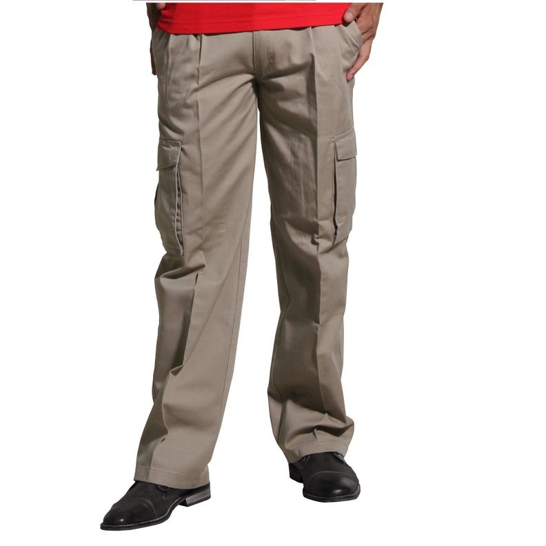 Pantalón Gabardina Ejecutivo Cargo Con Pinzas Beige-0
