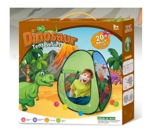Carpa Infantil De Dinosaurio Con 20 Pelotas De Colores-3