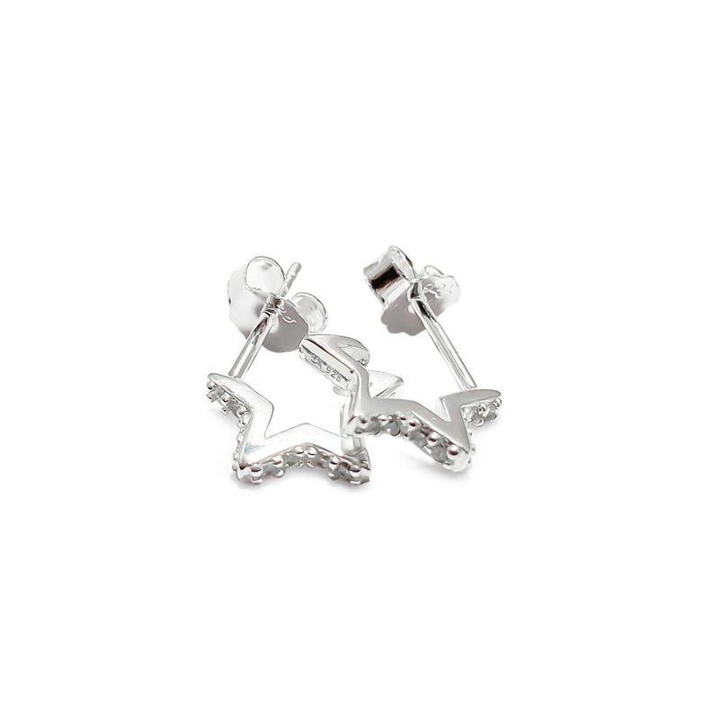Aros Argolla Estrella Circón Plata Fina 925-0