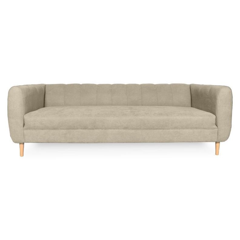 Sofa Lynette Chenille Tipo Lino Beige 3 Cuerpos