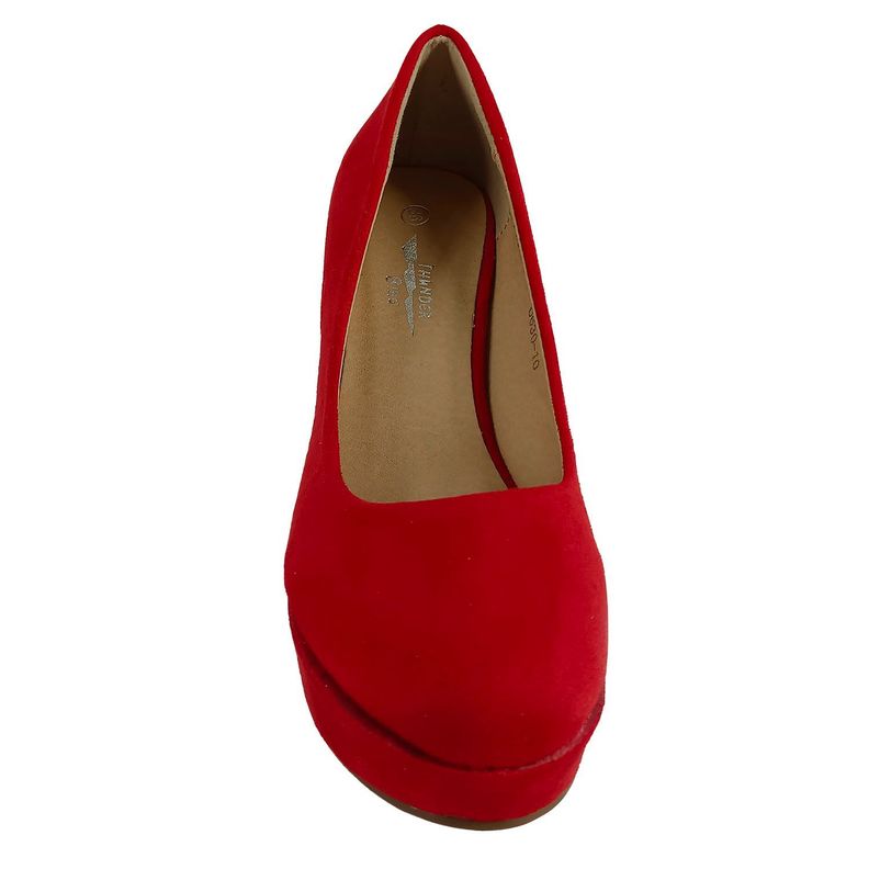 Zapato de Mujer Taco Alto Cuadrado Rojo-2