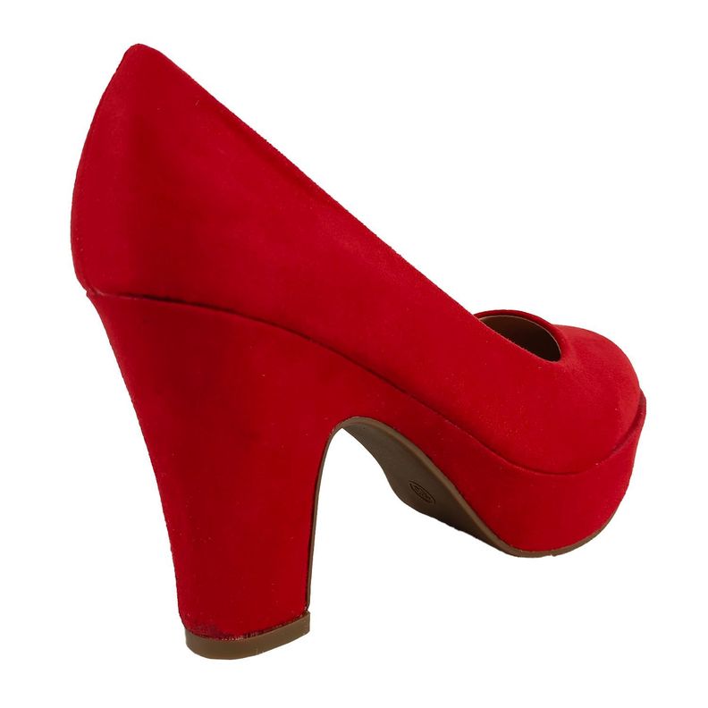 Zapato de Mujer Taco Alto Cuadrado Rojo-3