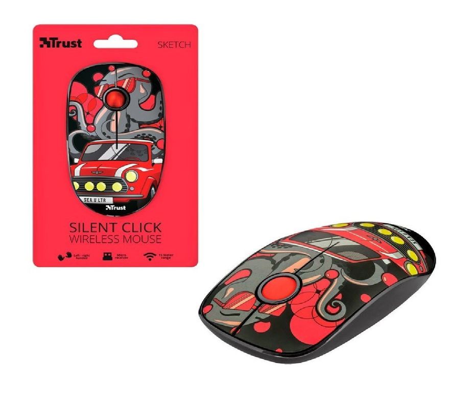 Mouse Inalámbrico Con Clics Silencioso Trust Rojo-3