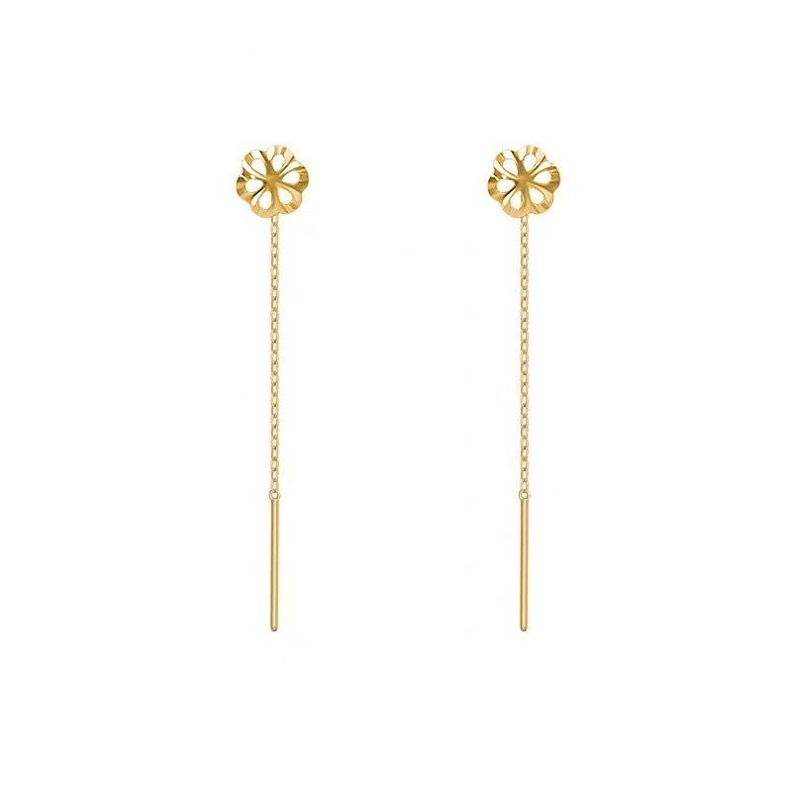 AROS LARGOS CADENA FLOR ORO AMARILLO 18K-0