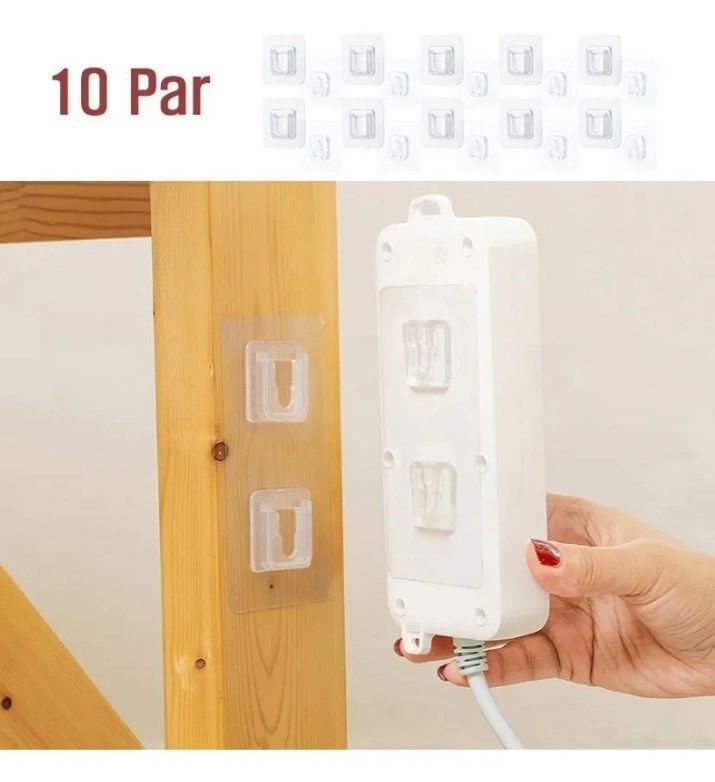 Pack 10 Ganchos De Pared Adhesivos De Doble Cara (20 Piezas)-3