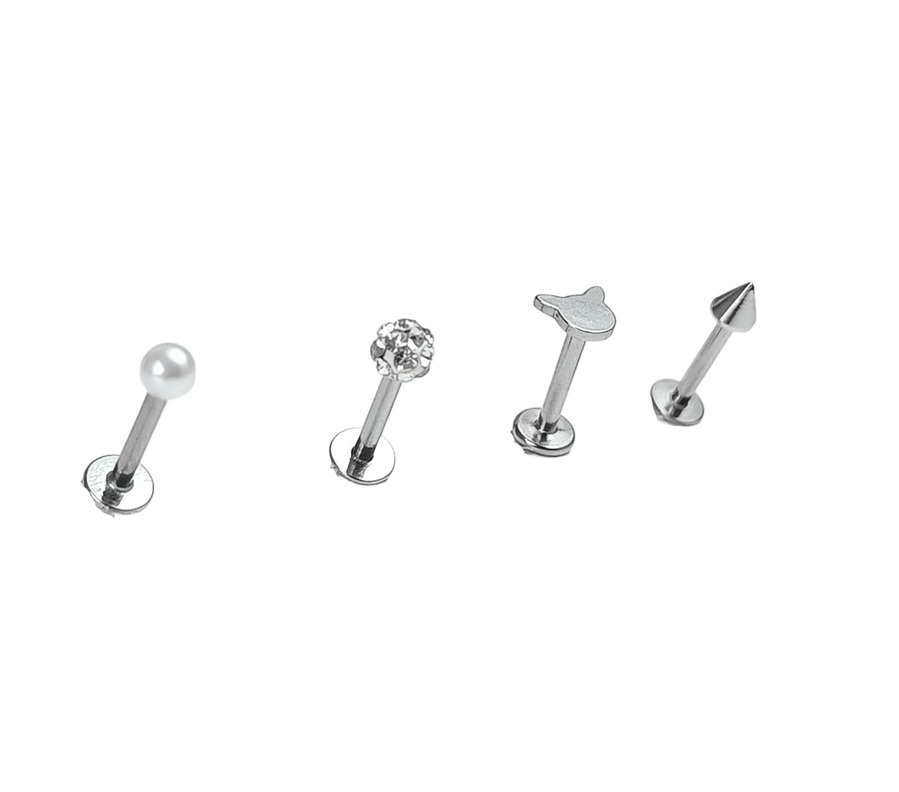Set Piercing Modelo Kitty kpop Acero Quirúrgico Nostril Labret Cono Perla Pack-0