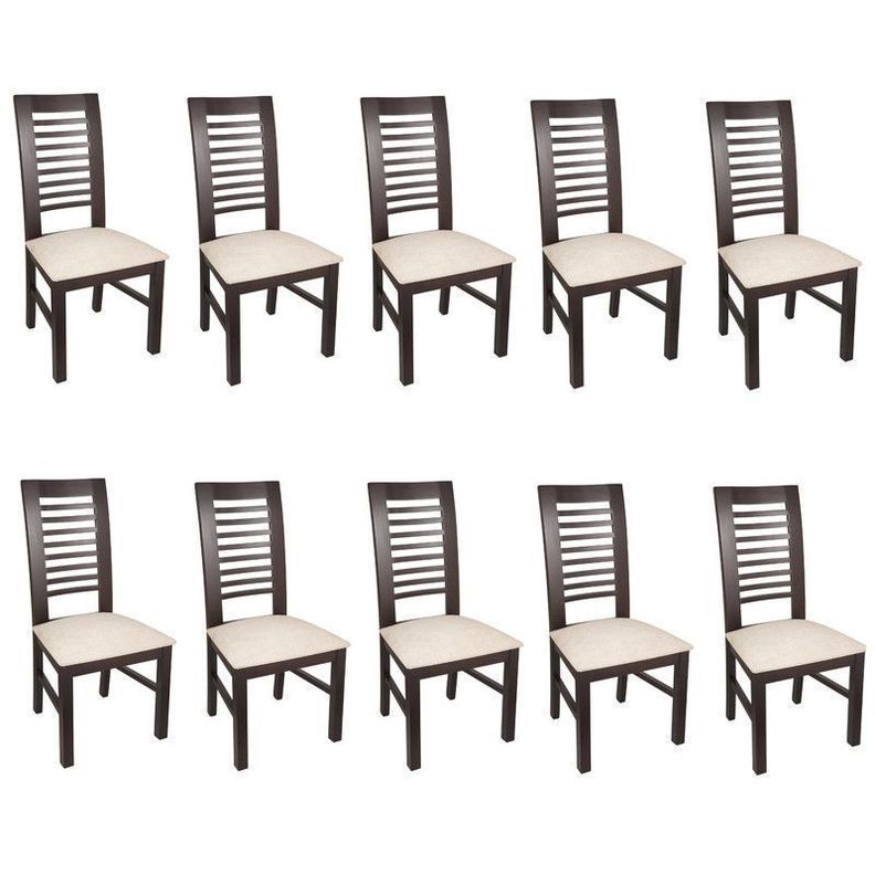 PACK 10 SILLAS LUCIANA MADERA COLOR CHOCOLATE TAPIZ BEIGE JASPEADO-0