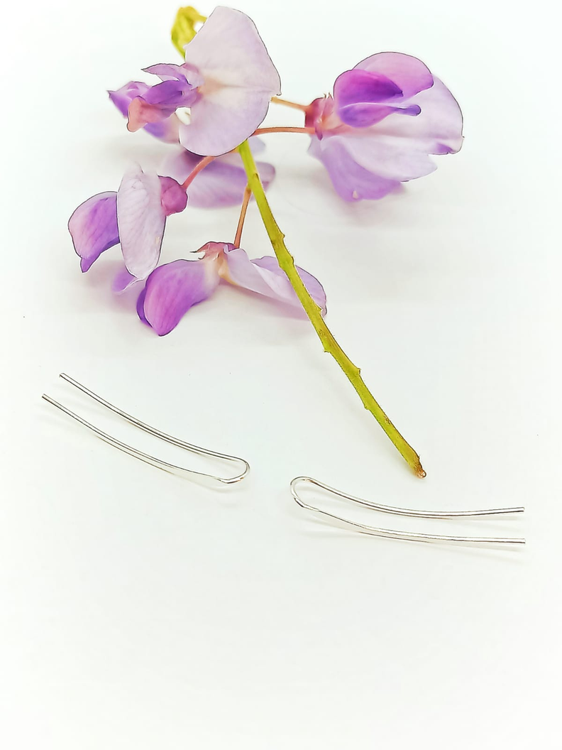 Pendientes Plata Clip Gancho Punk Rock Joya Minimalista Aros-0
