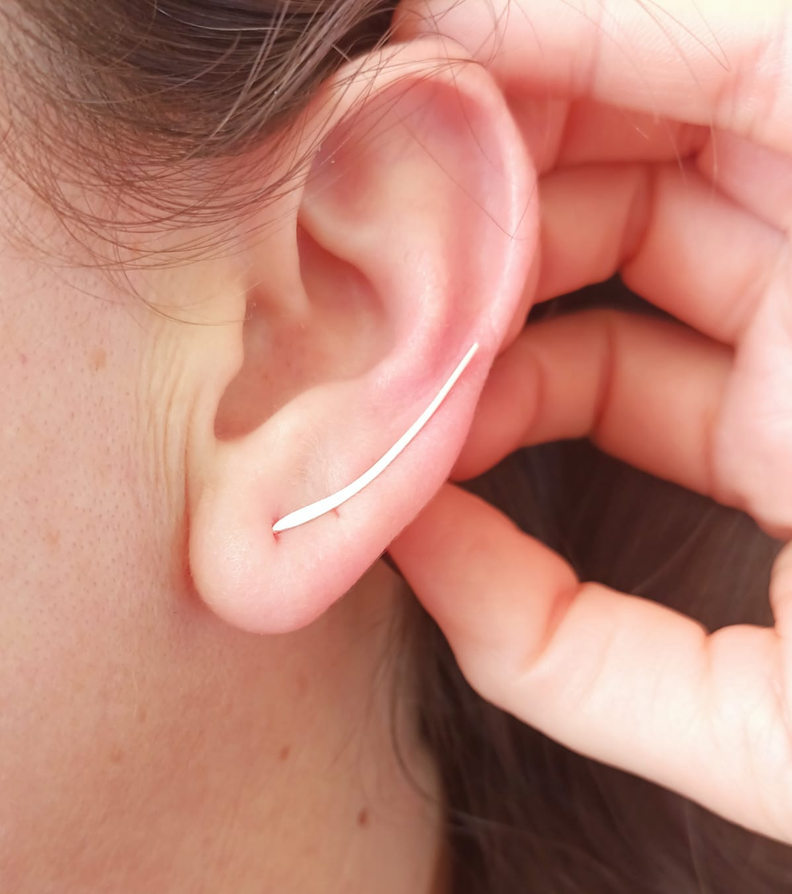 Pendientes Plata Clip Gancho Punk Rock Joya Minimalista Aros-2