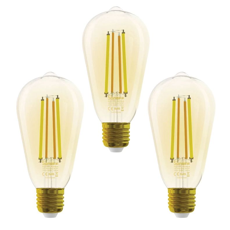 Pack 3 Ampolletas Edison Smart LED Filamento B02 F-ST64 Sonoff-0
