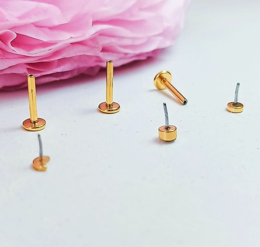 Conjunto push pin Piercing Chapado En Oro 18k Labret Set Luna -3