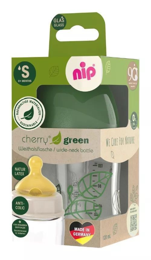 Mamadera Vidrio Latex Cherry Green 120 ml verde -2