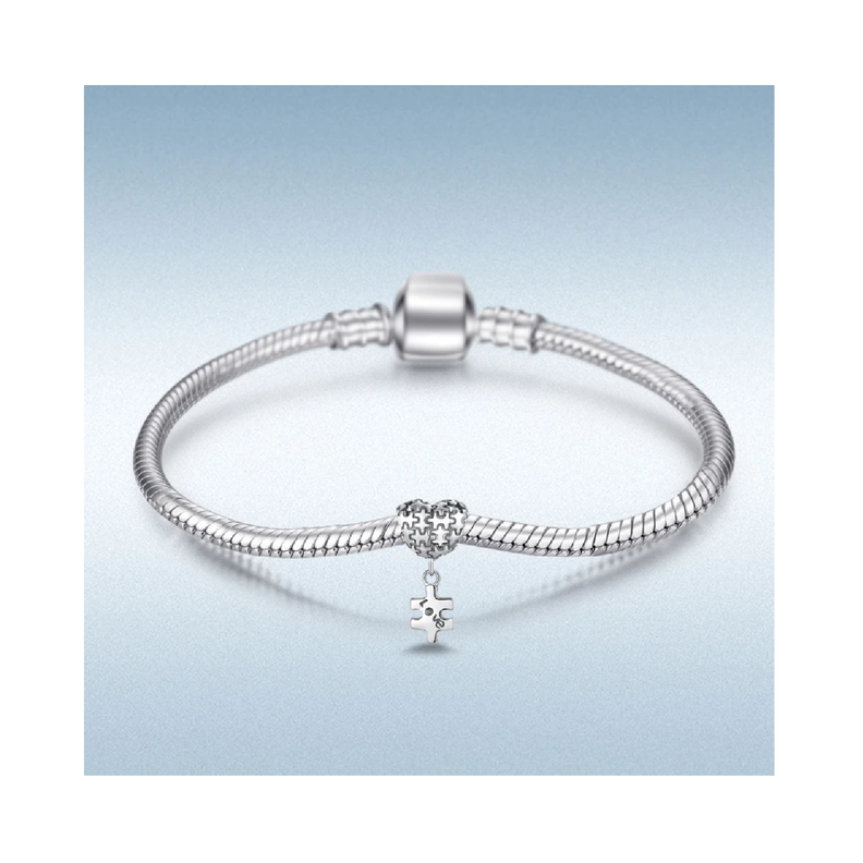 Charm Corazón de Autismo en Plata Fina 925 SILVER HEART-2